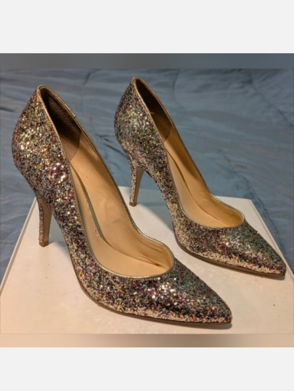 Guess Sparkling Multicolor Glitter Pointed-Toe High Heels